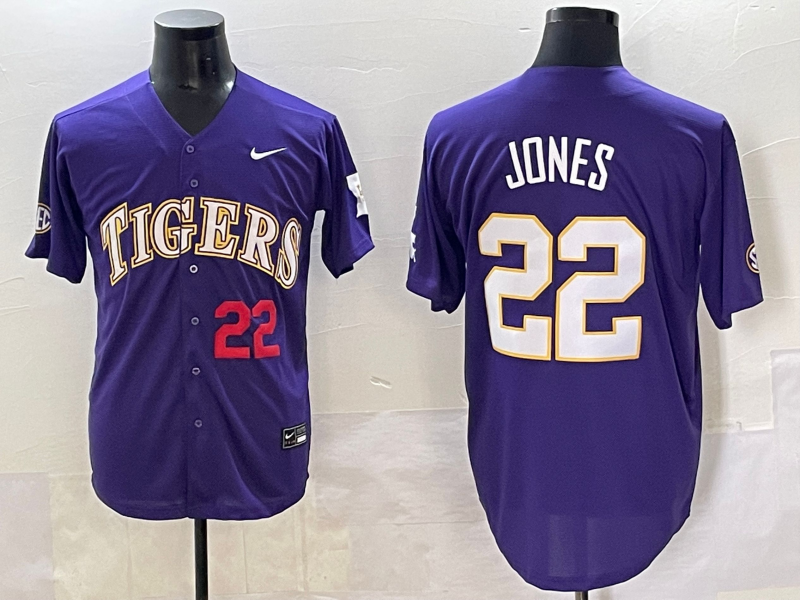 Men 2025 LSU Tigers #22 Jones blue Joint Name Nike NCAA 2025  Jersey style 5